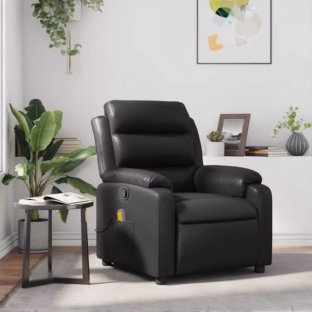 vidaXL Poltrona Reclinabile Relax in Similpelle Nera con Braccioli