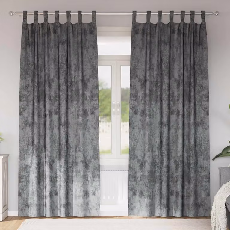 Set di 2 tende oscuranti in velluto vidaXL grigio, termoisolanti, H 245 x L 140 cm