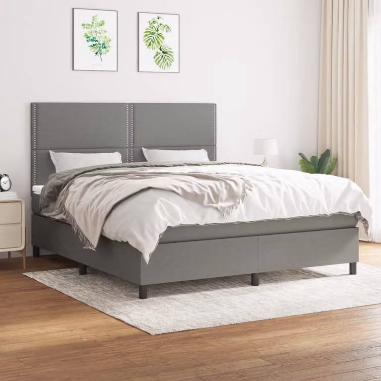 vidaXL Letto Ibrido con Giroletto a Molle e Materasso a Tasche, Grigio e Bianco, L/P: 180 x 200 cm