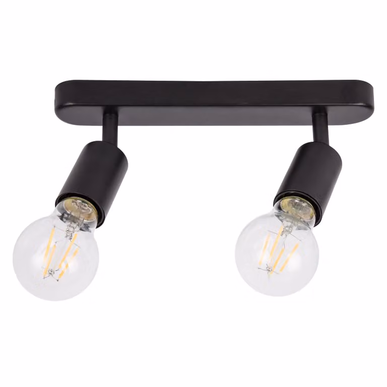 MasterLED Faretto da soffitto E27 a 2 luci Barra spot Faretto da incasso Nero Orientabile Retro Loft Faretto 26 cm