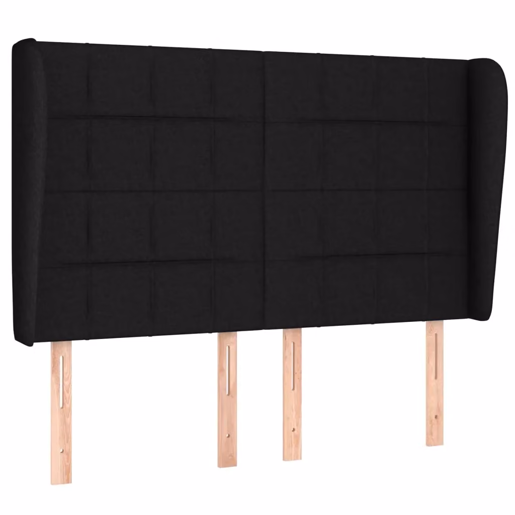 Testiera ad orecchio vidaXL in tessuto nero con struttura in legno L: 147 cm, P: 23 cm, H: 118/128 cm – 3