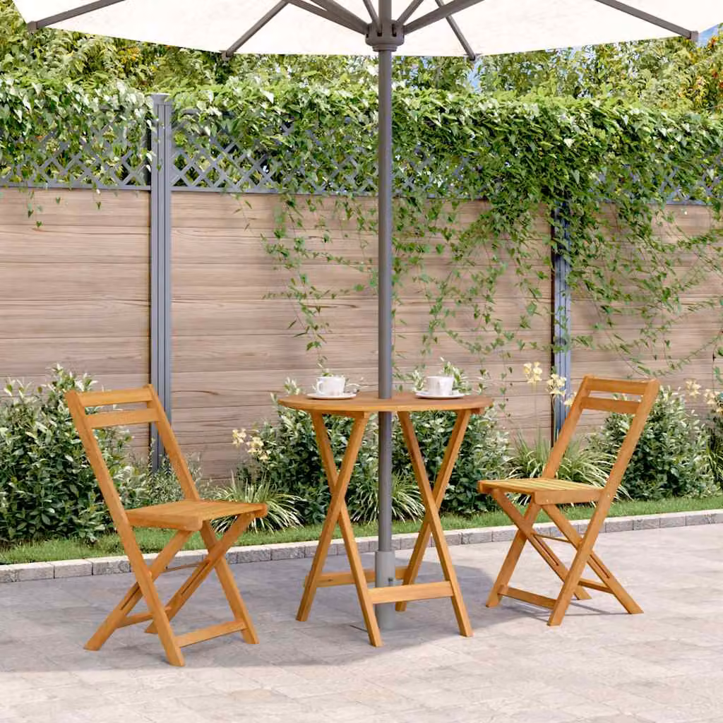 vidaXL Tavolo da Giardino Pieghevole Rotondo in Legno di Acacia Trattato, Marrone
