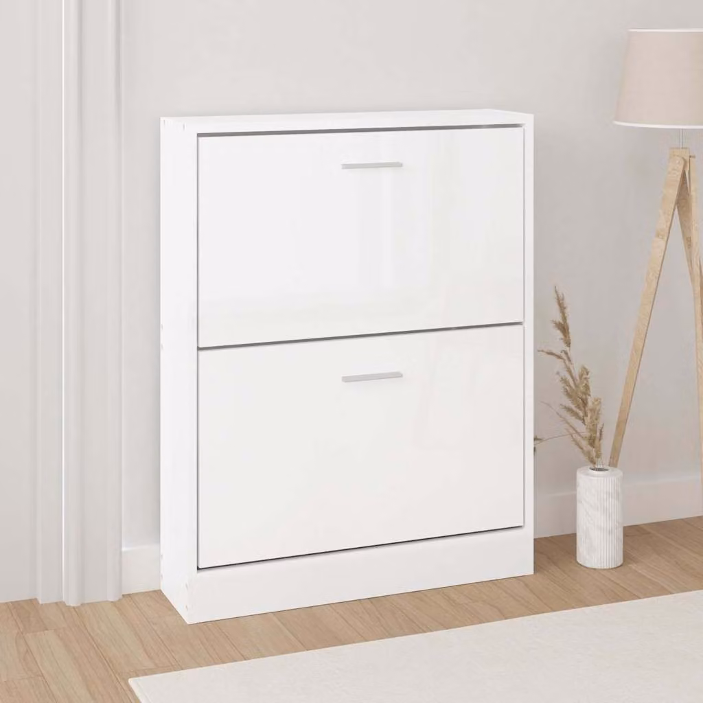 Scarpiera moderna a parete vidaXL Bianco Lucido in MDF L: 59 cm, P: 17 cm, H: 81 cm