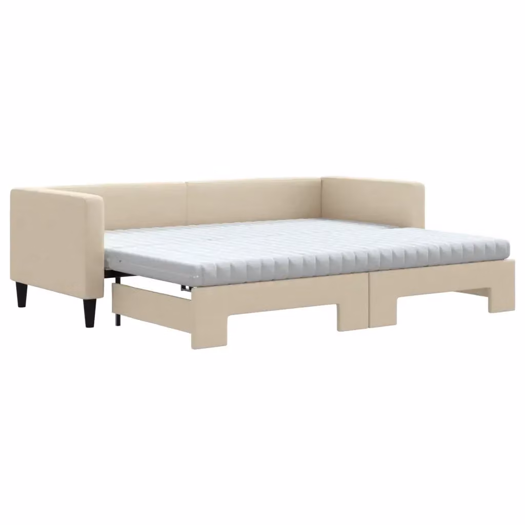 Divano Letto Estraibile vidaXL in Tessuto Beige con Cassetto per Soggiorno e Camera da Letto L/P/H: 223 x 80 x 68 cm – 2