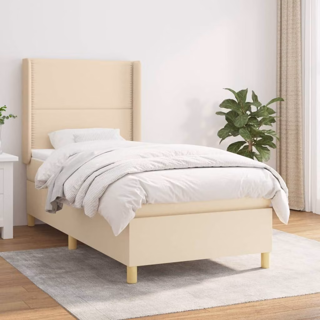 Maison Exclusive - Giroletto a Molle con Materasso Crema 90x200 cm inTessuto