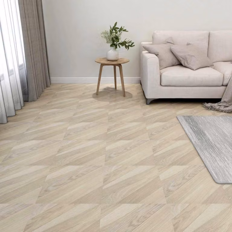 Tavole per pavimenti adesive vidaXL in PVC, stile moderno, colore beige e marrone, superficie liscia, copertura 5,11 m², confezione da 55 pezzi