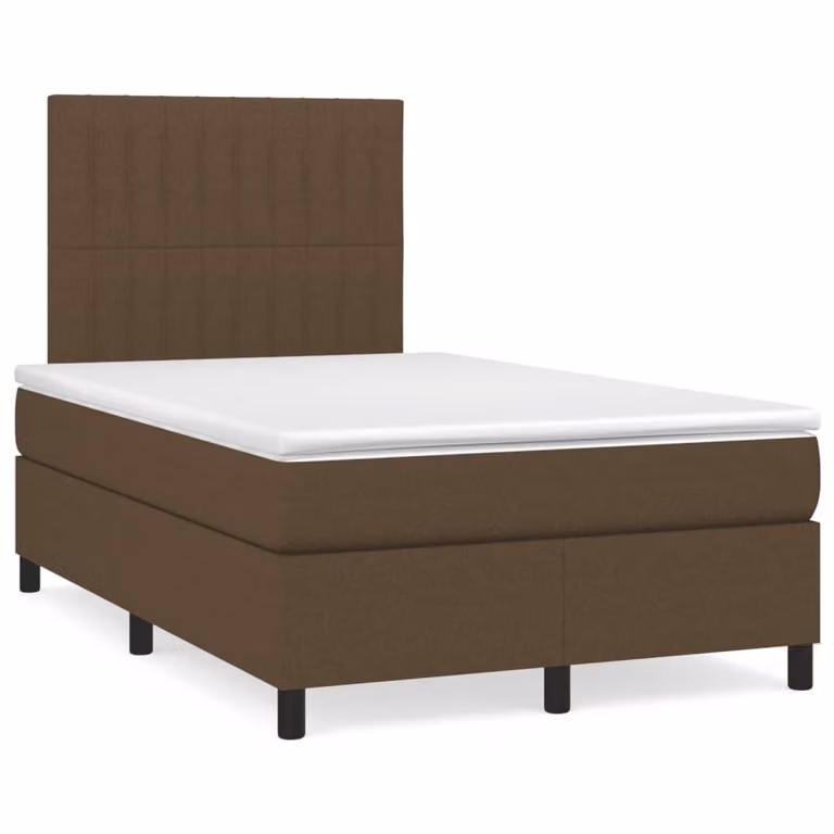 vidaXL Giroletto a Molle con Materasso Ibrido in Tessuto Marrone e Bianco L/P/H: 120 x 200 cm