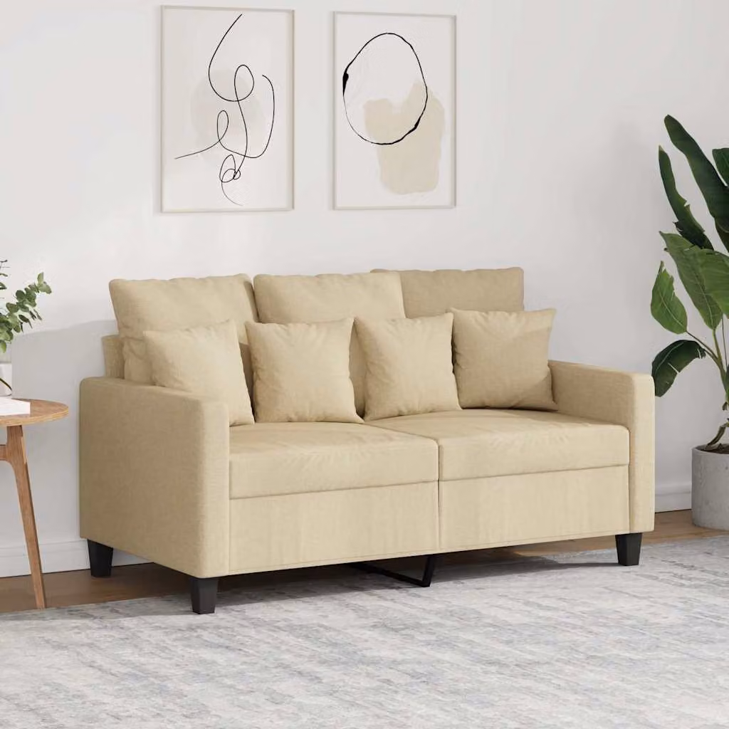 vidaXL Divano a 2 Posti Moderno in Tessuto Beige con Struttura in Metallo e Cuscini