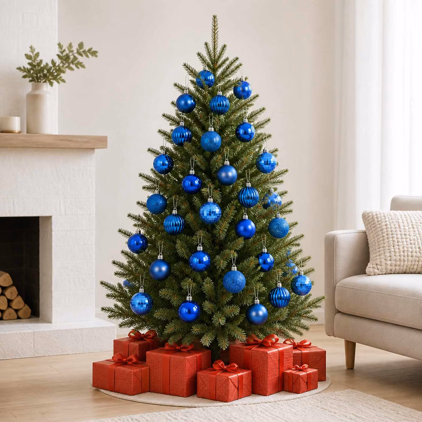 vidaXL Set di Palline di Natale 75 pz Blu 6 cm Polistirolo