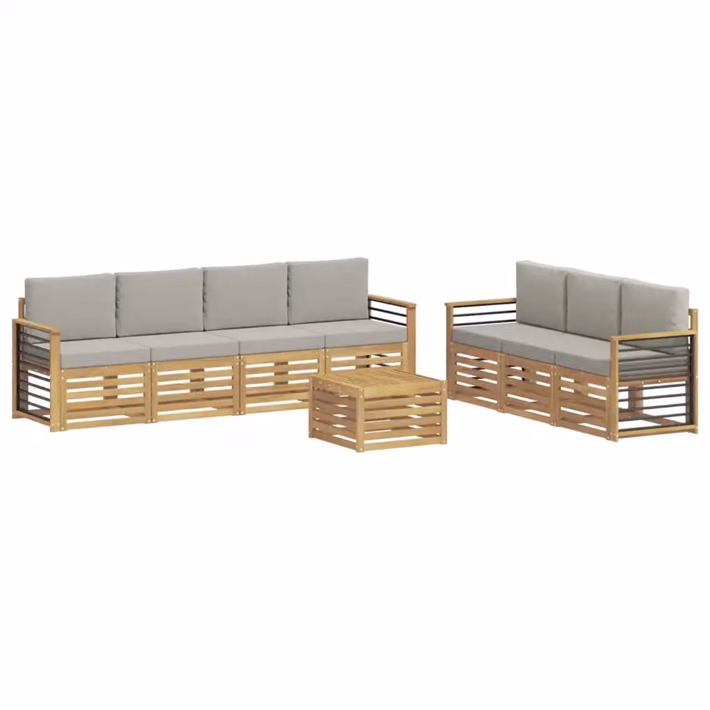 Set di divani da giardino vidaXL in legno di acacia con cuscini grigi per 8 persone – 2