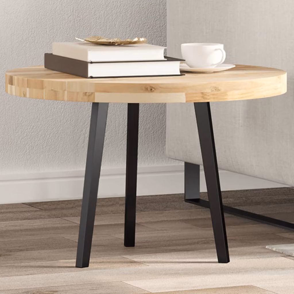 vidaXL Piano Tavolo Rotondo in Legno di Acacia Marrone, Diametro: 60 cm, Spessore: 4 cm
