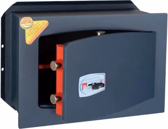 Cassaforte a muro Technomax GK/4L in acciaio colore antracite con apertura a chiave a doppia mappa, L/P/H: 39 x 27 x 24 cm