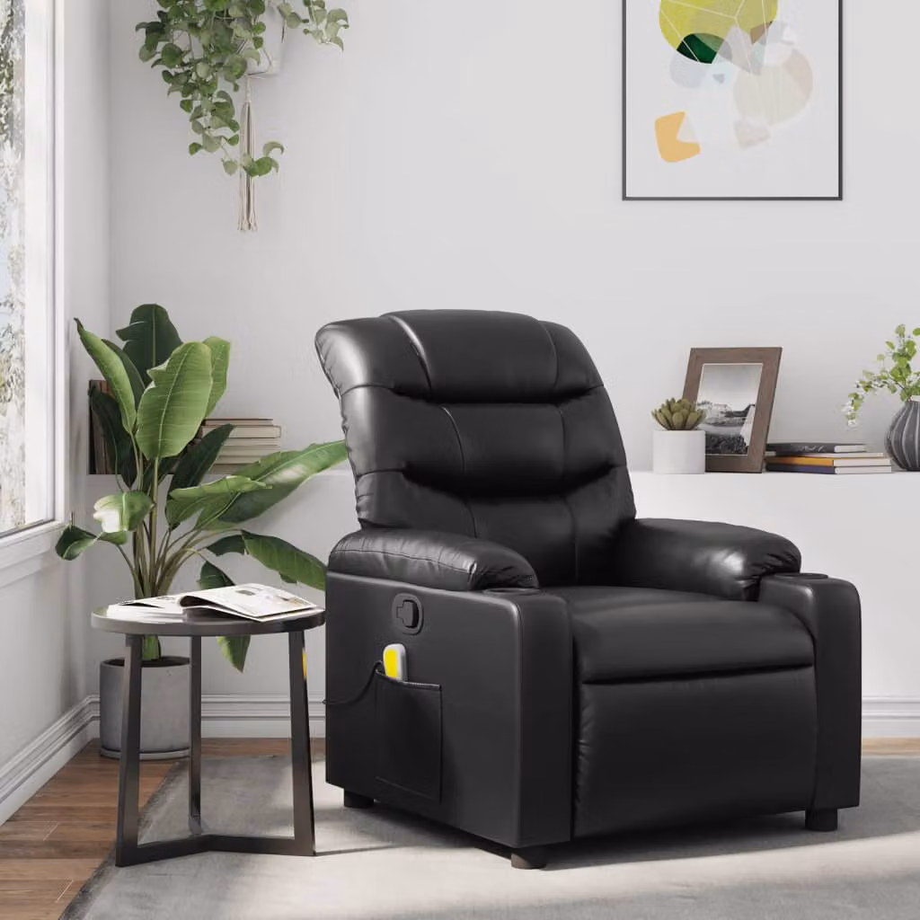 vidaXL Poltrona Relax Reclinabile Moderna in Similpelle Nera con Braccioli