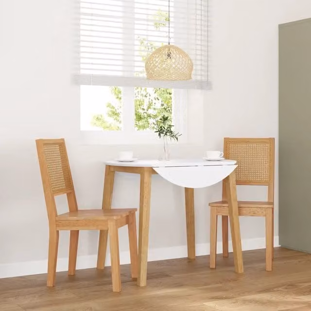 Set di 2 sedie da pranzo scandinave vidaXL in legno di Hevea marrone opaco – 1