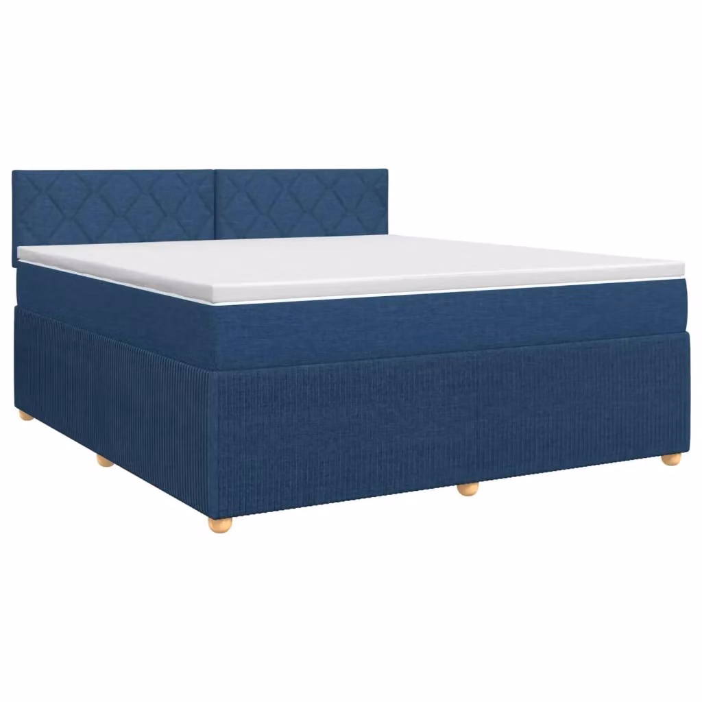 Letto box spring con materasso vidaXL in tessuto blu e bianco, L/P: 180 x 200 cm – 2