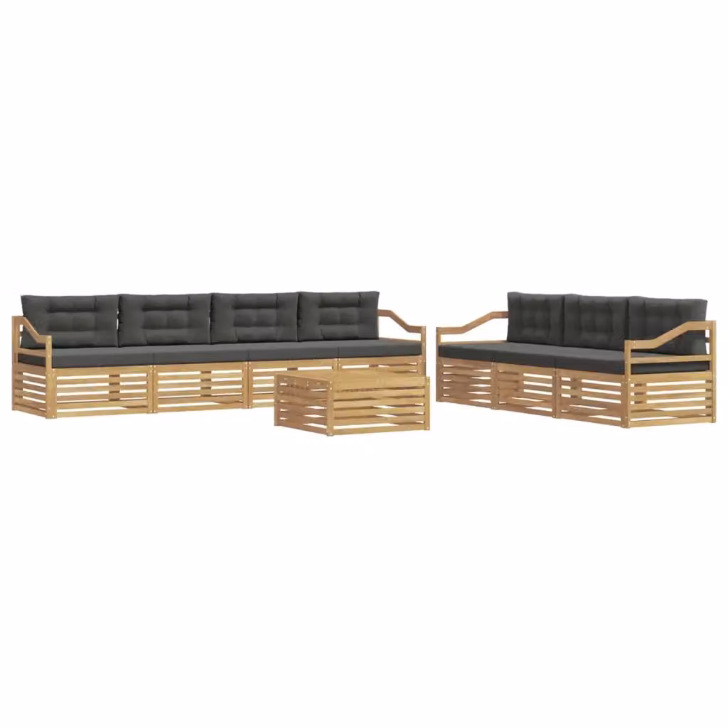 Set di mobili da giardino vidaXL a forma di U composto da 8 pezzi con divani, tavolino da caffè e cuscini in tessuto bianco e antracite resistente ai raggi UV – 2