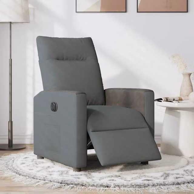 Poltrona | Sedia Relax Elettrica Reclinabile Grigio Scuro in Tessuto