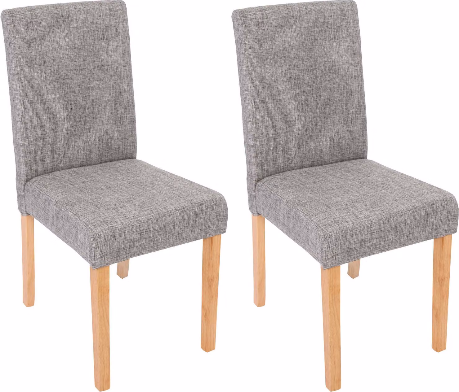 set di 2 sedie per sala da pranzo Sedia da cucina Littau ~ tessuto, grigio, gambe chiare