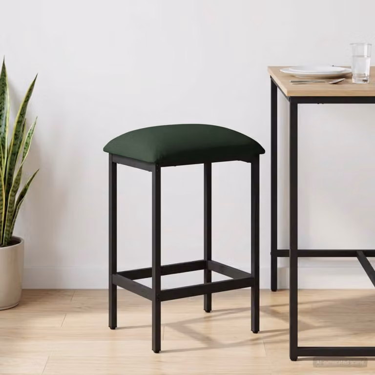 Sgabello da bar moderno vidaXL in tessuto verde con struttura in metallo L/P/H: 40 x 32 x 74 cm