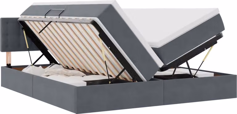 Letto con contenitore LED e materasso Grigio Scuro 180 x 200 cm