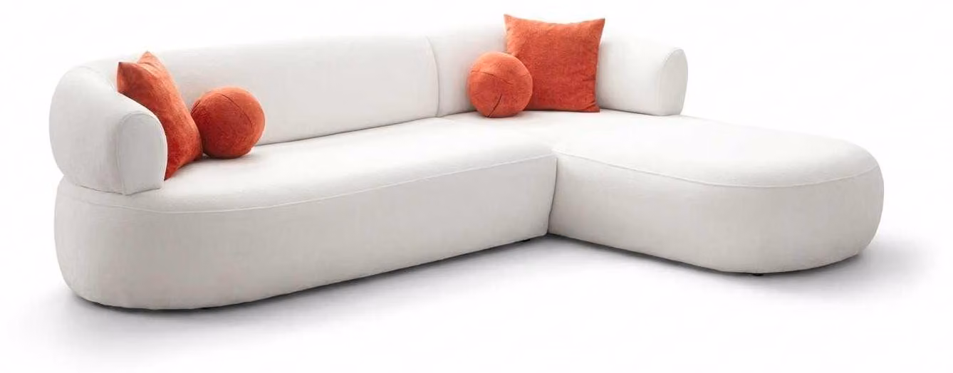 Divano angolare confortevole, dal design moderno ed elegante, con sedute imbottite