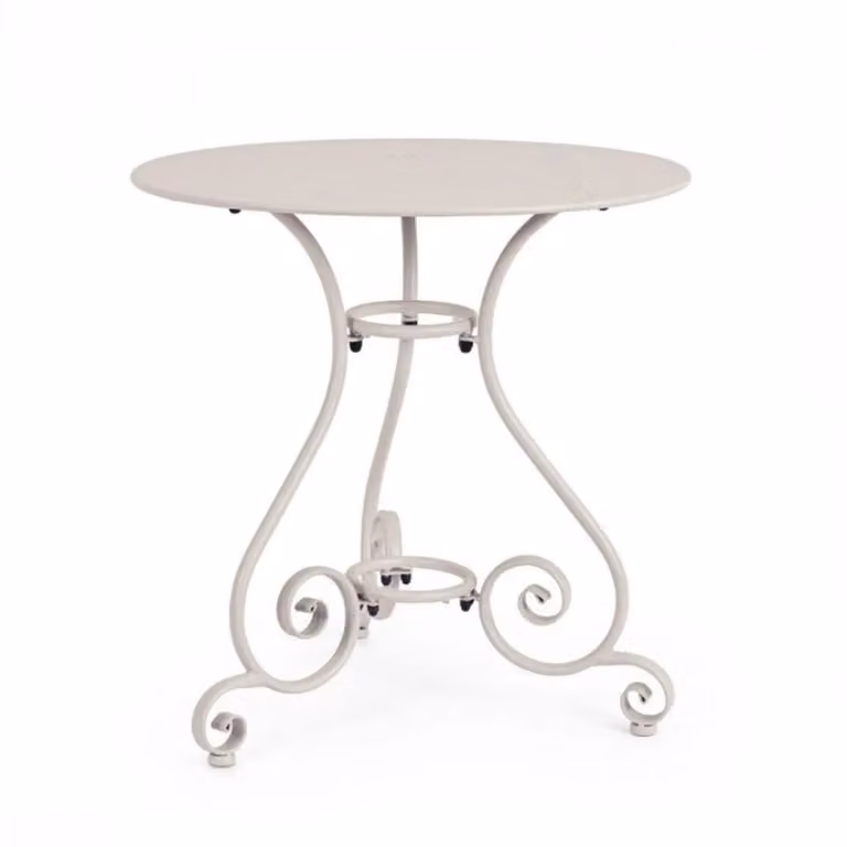 Tavolo ETIENNE in acciaio beige Ø70 cm