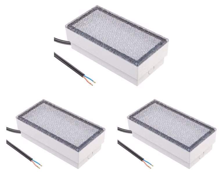Lampada da incasso a LED per pavimentazione, modello CUS, set da 3, grado di protezione IP67, dimensioni 20x10 cm, potenza 2,8 W, flusso luminoso 251 lm
