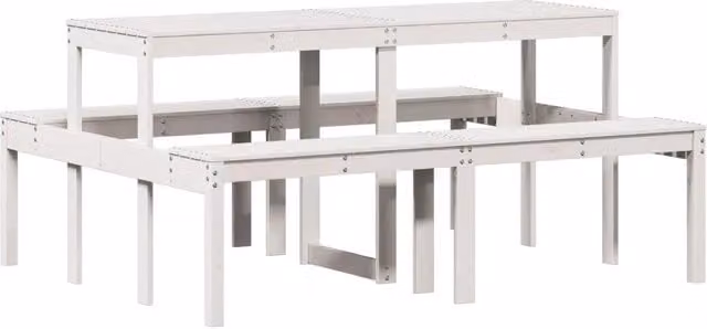 Tavolino da Giardino | Tavolo da Picnic Bianco 160x134x75 cm in Legno Massello di Pino