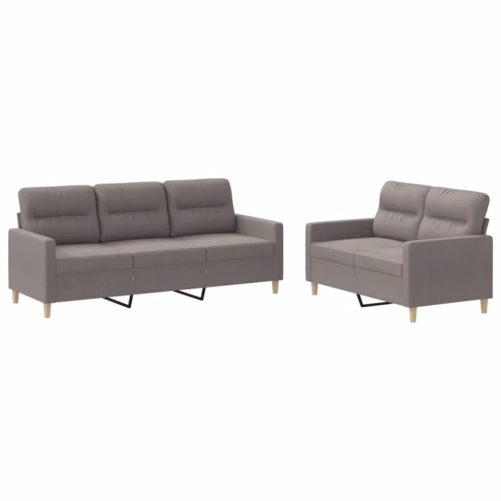 Set di divani 2 pezzi vidaXL con cuscini in tessuto beige e grigio per soggiorno moderno – 2