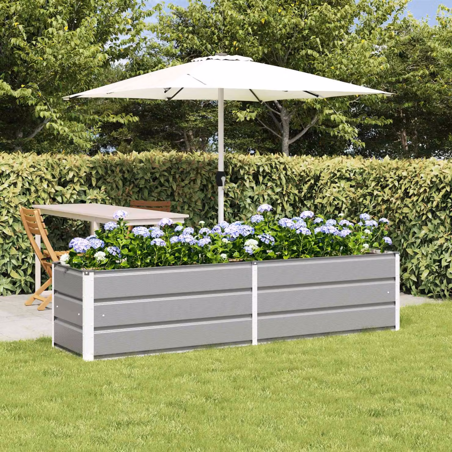 Fioriera vidaXL in acciaio zincato grigio L: 195 cm, P: 50 cm, H: 45 cm