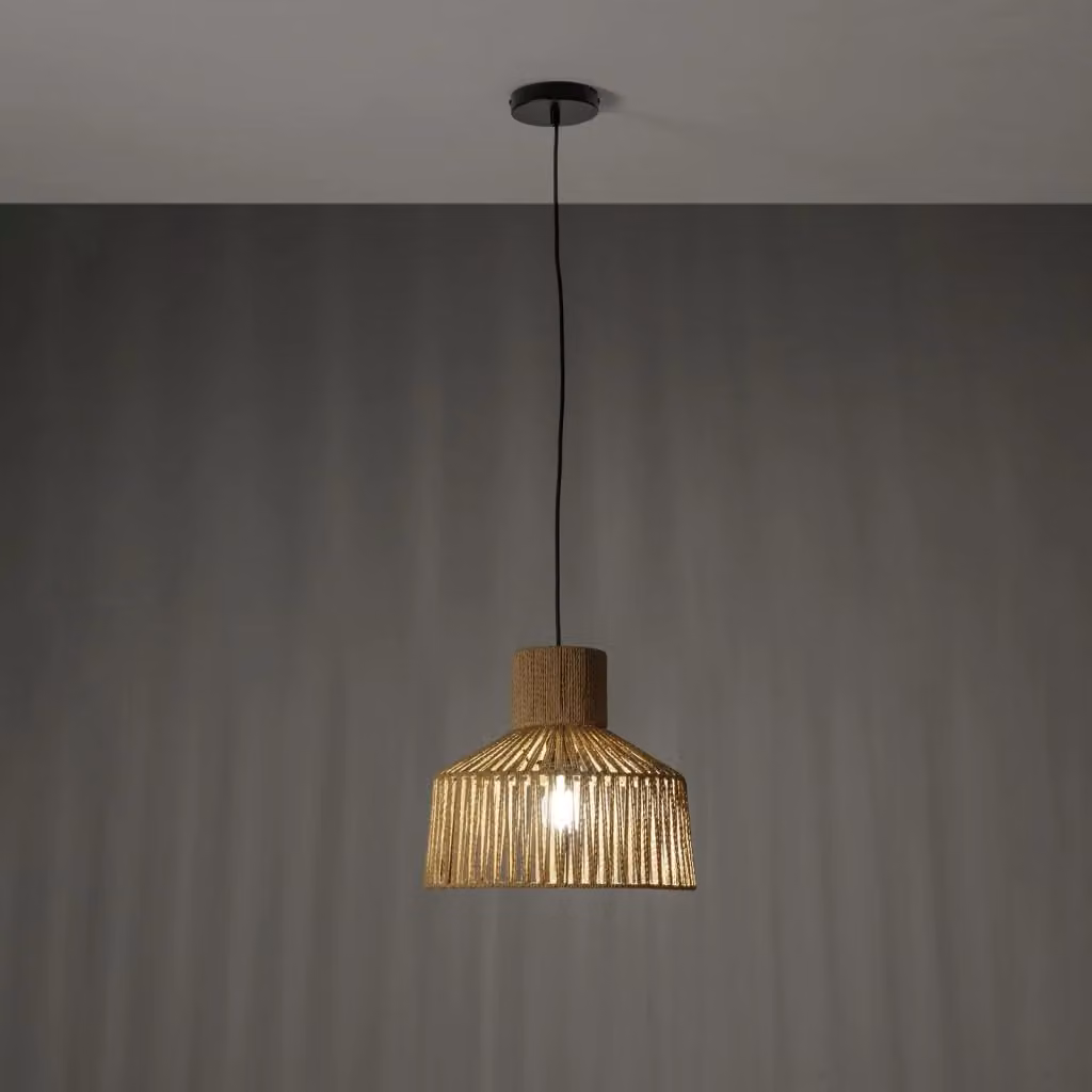 Lampadario a soffitto NIVARO in metallo e carta, disponibile nei colori nero o beige, stile rustico, attacco E27 – 2