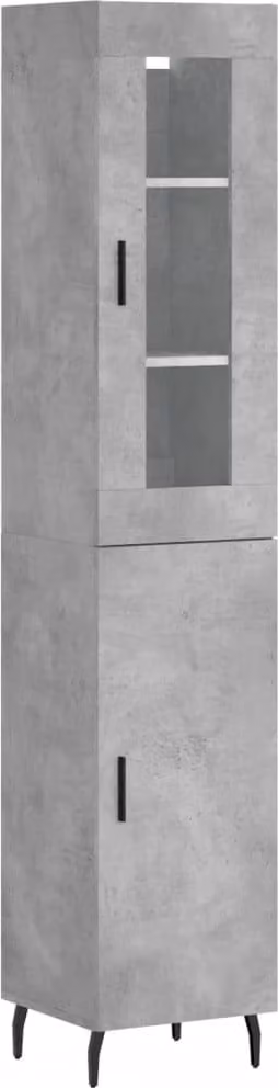 Credenza Grigio Cemento 34,5x34x180 cm in Legno Multistrato