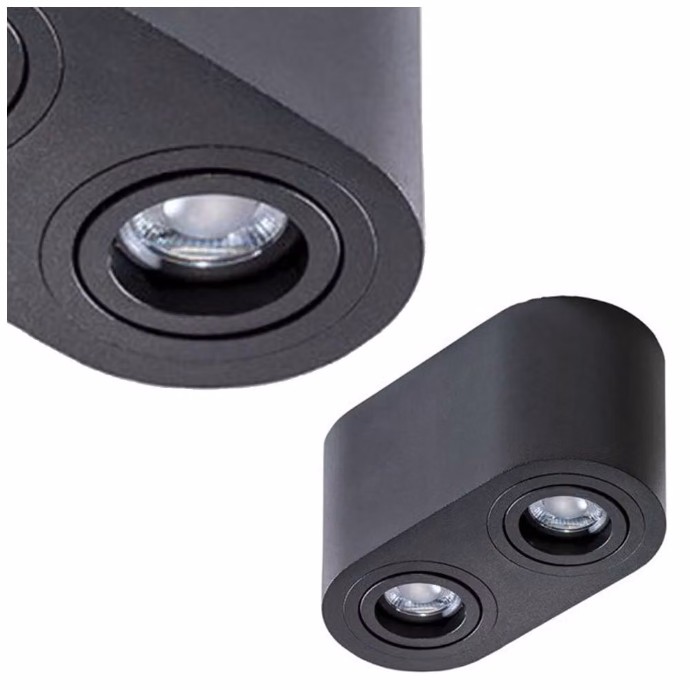 Plafond doppia plafoniera nera BRANT 2xGU10 ROUND AZ2821 Azzardo