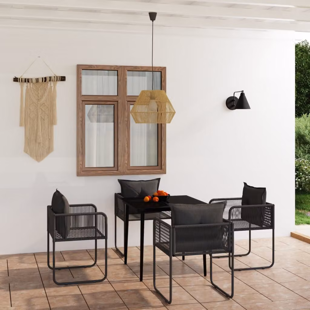 The Living Store Set da pranzo da giardino 5 pz. Set da pranzo da giardino Nero