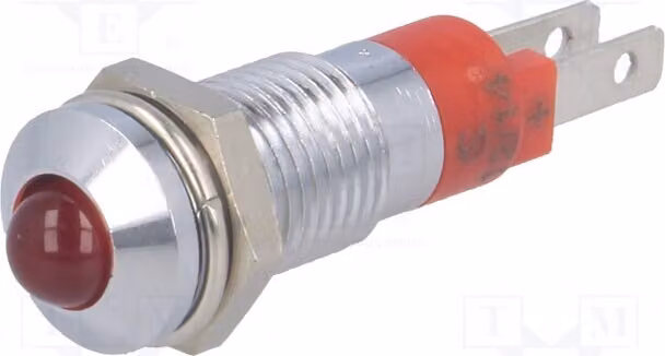 1 x Indicatore luminoso: LED, apertura: Ø 8,2 mm, 12÷14 VDC, grado di protezione IP40, convesso, metallo, modello SMQD08012, LED