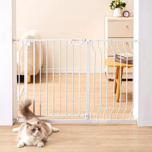 Cancelletto di Sicurezza per Bambini VEVOR Bianco, Espandibile e Senza Forare per Scale e Porte, Altezza: 76,2 cm