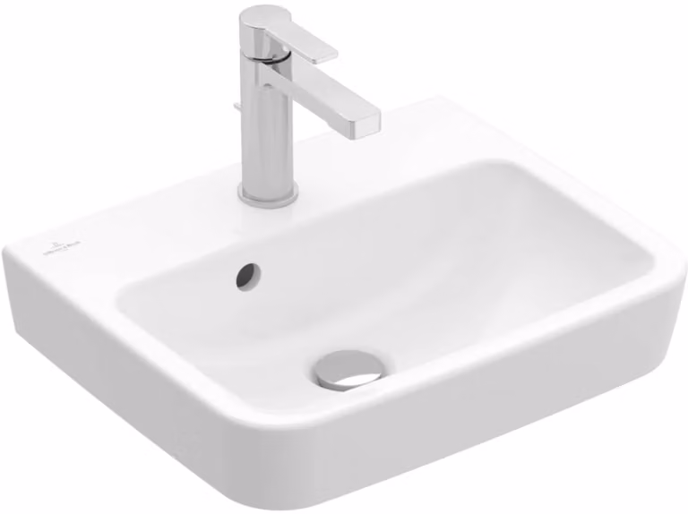 Villeroy & Boch O.novo - Lavabo 450x370 mm, con sfioratore, senza foro per miscelatore, CeramicPlus, bianco alpino 434447R1