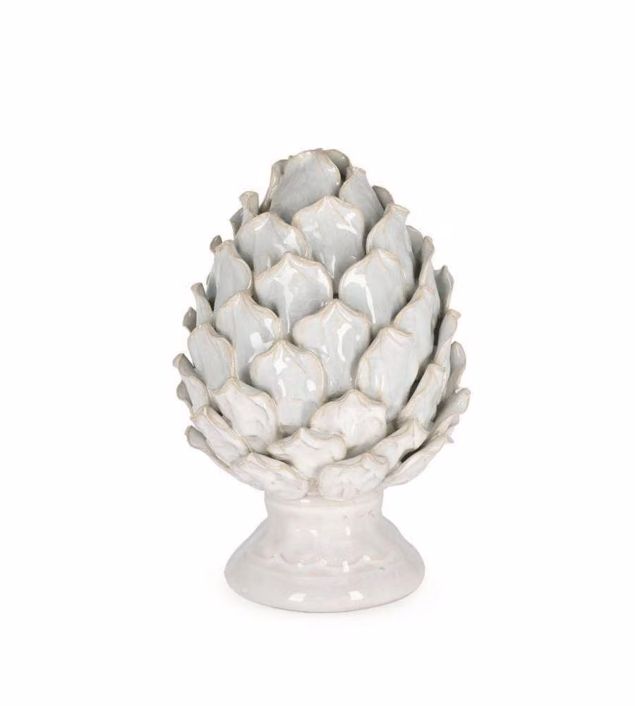 Pigna Decorativa Iku Ceramica Bianca H 24 cm - Complemento Arredo Casa
