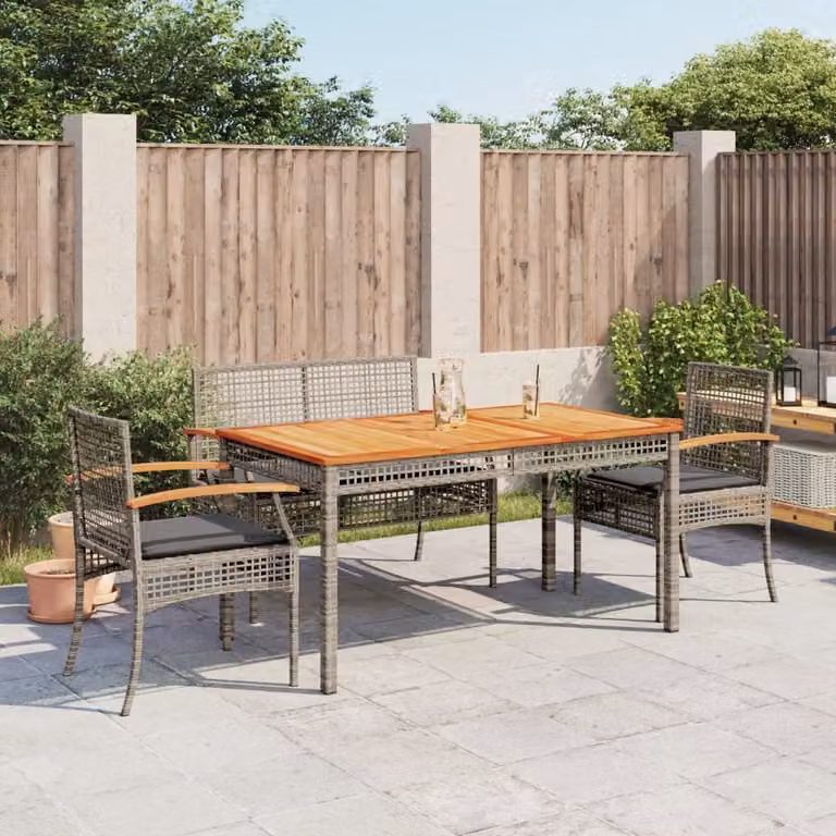 Maison Exclusive - Set da Pranzo da Giardino 4 pz con Cuscini in Polyrattan Grigio