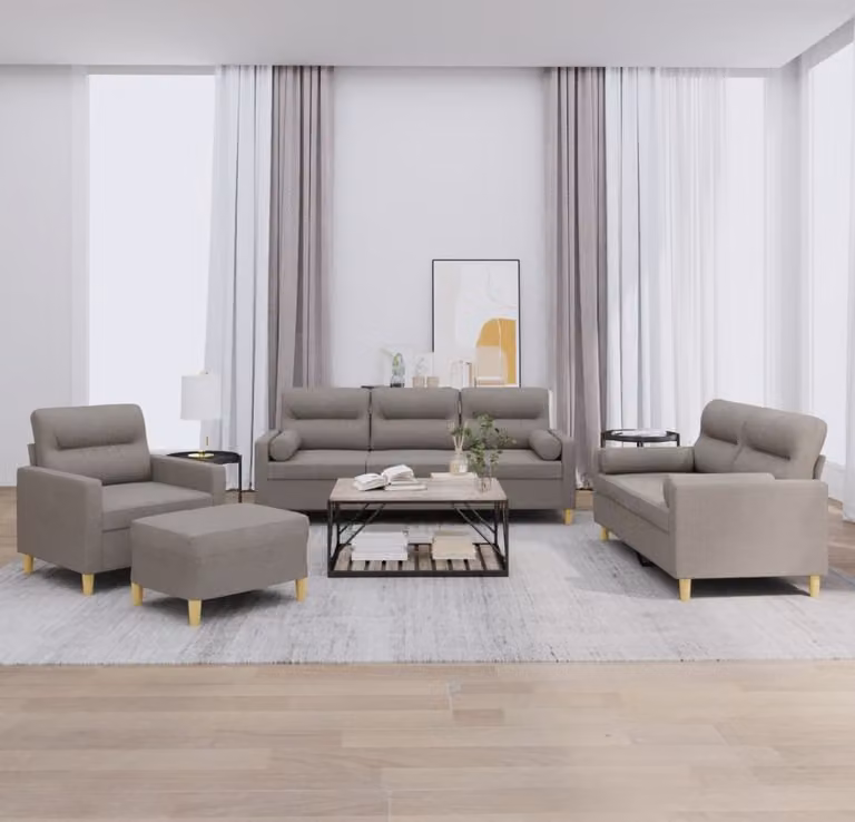 Maison Exclusive - Set divano 4 pezzi con cuscini in tessuto color taupe
