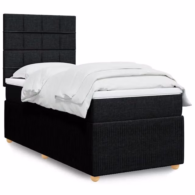 Letto Ibrido vidaXL con Giroletto a Molle e Materasso in Tessuto Nero e Bianco L/P: 100 x 200 cm