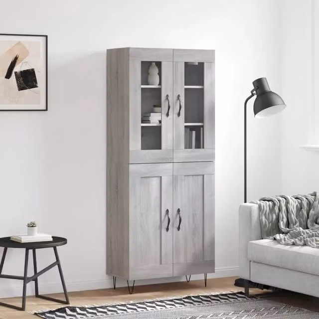 Credenza Grigio Sonoma 69,5x34x180 cm in Legno Multistrato 3198375