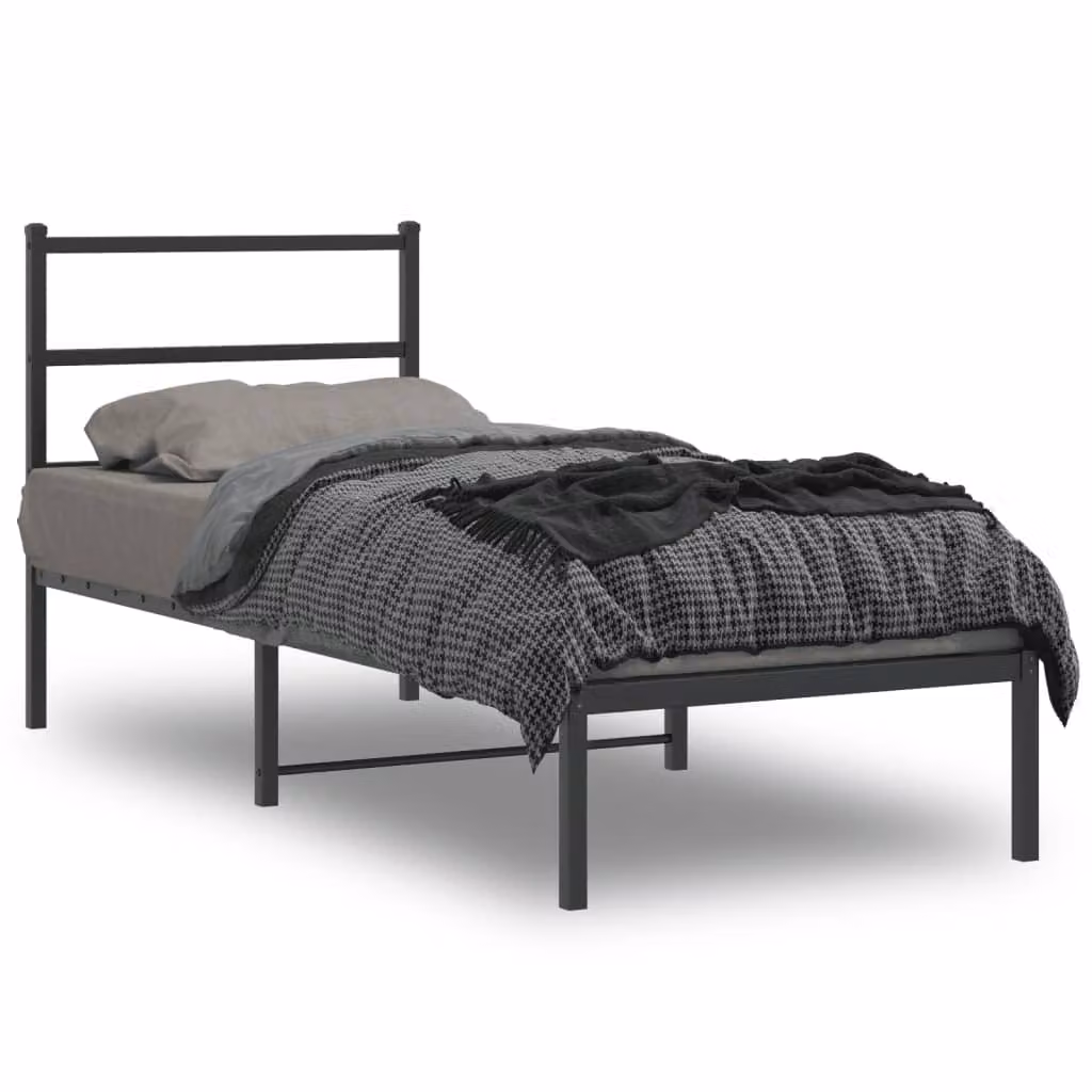 vidaXL Giroletto con Testiera in Metallo Nero L: 190 cm, P: 75 cm, H: 90 cm