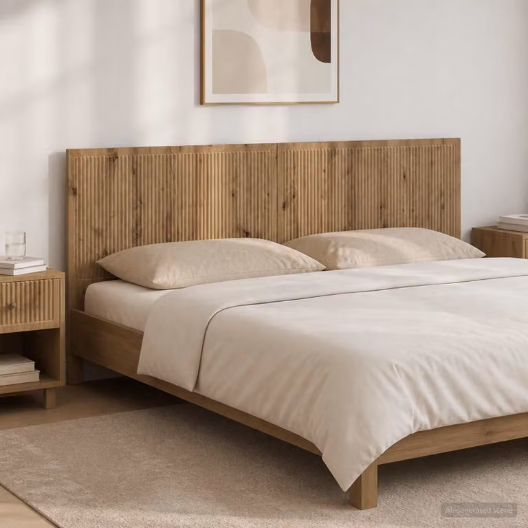 Testiera da muro vidaXL EDE in legno ingegnerizzato rovere con ripiano integrato, marrone