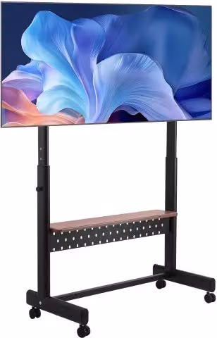 Carrello Porta TV VEVOR con Rotelle in Metallo Nero, Supporto per Monitor con Altezza Regolabile per Schermi da 1397-2540 mm, Carico Max 92,99 kg e Compatibilità VESA fino a 800 x 600 mm