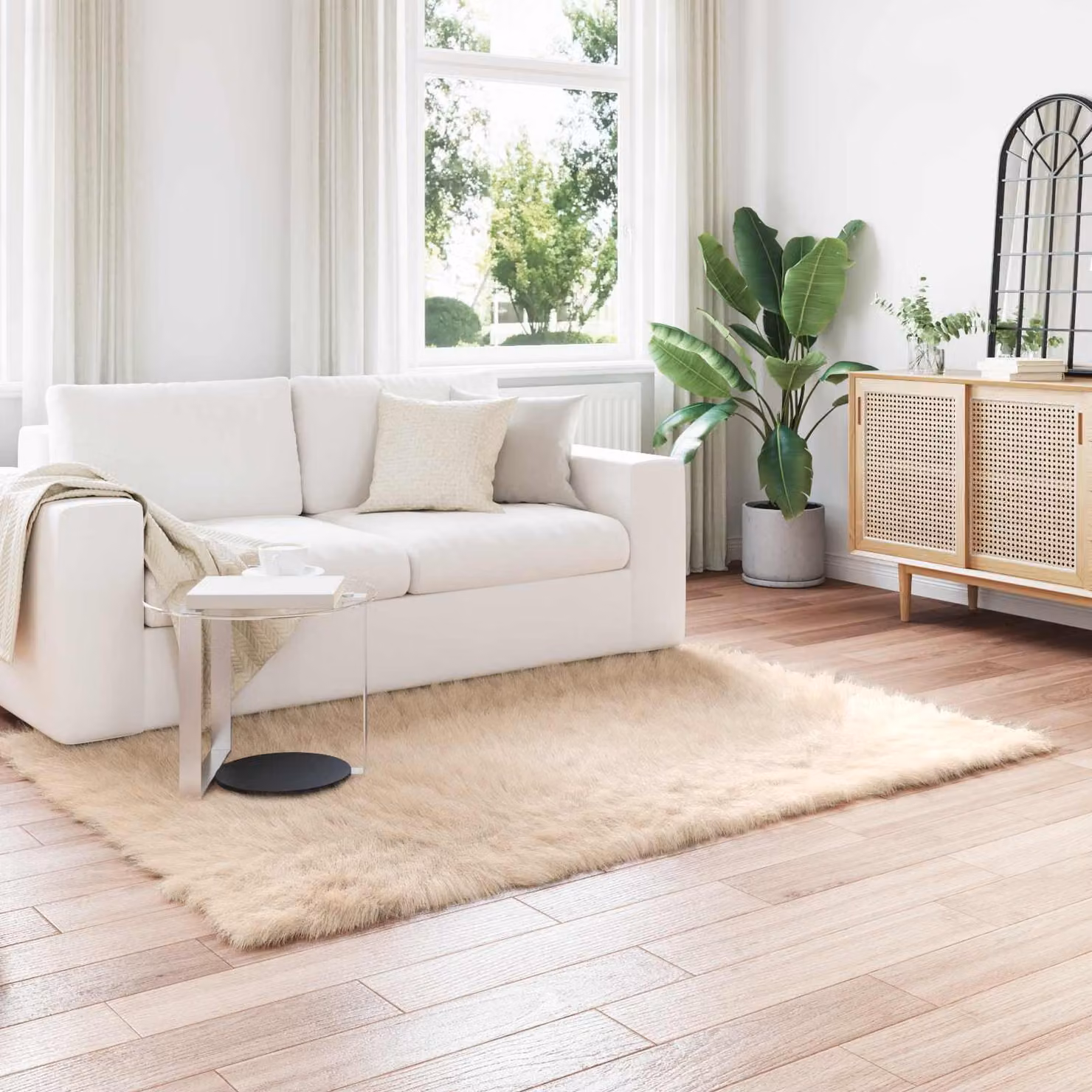 Tappeto moderno vidaXL in poliestere beige, L: 160 cm, P: 230 cm