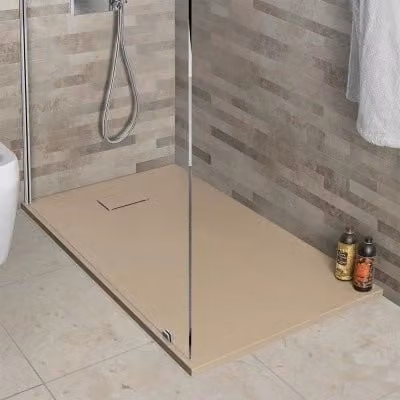Piatto doccia rettangolare INBAGNO serie Agorà in resina beige effetto pietra L: 140 cm, P: 80 cm