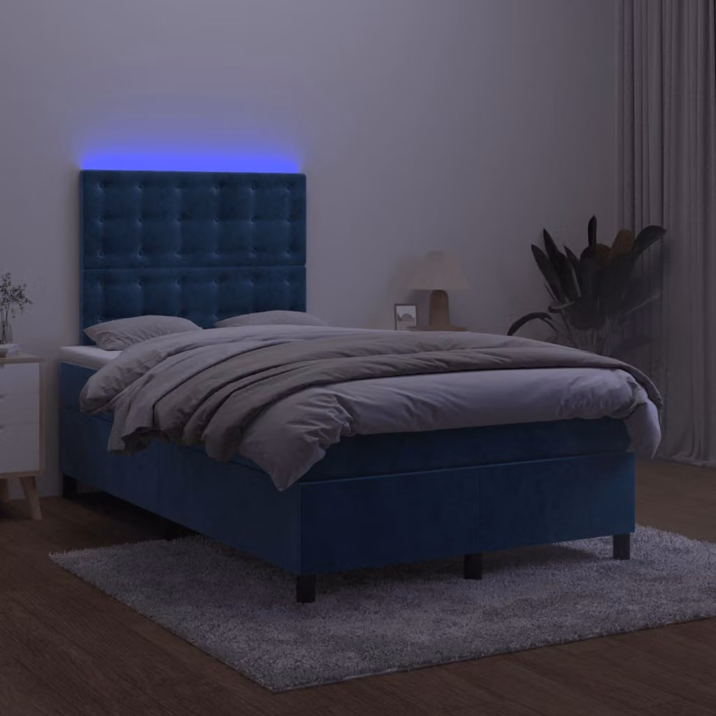 Maison Exclusive - Letto a Molle con Materasso e LED Blu Scuro 120x200cm