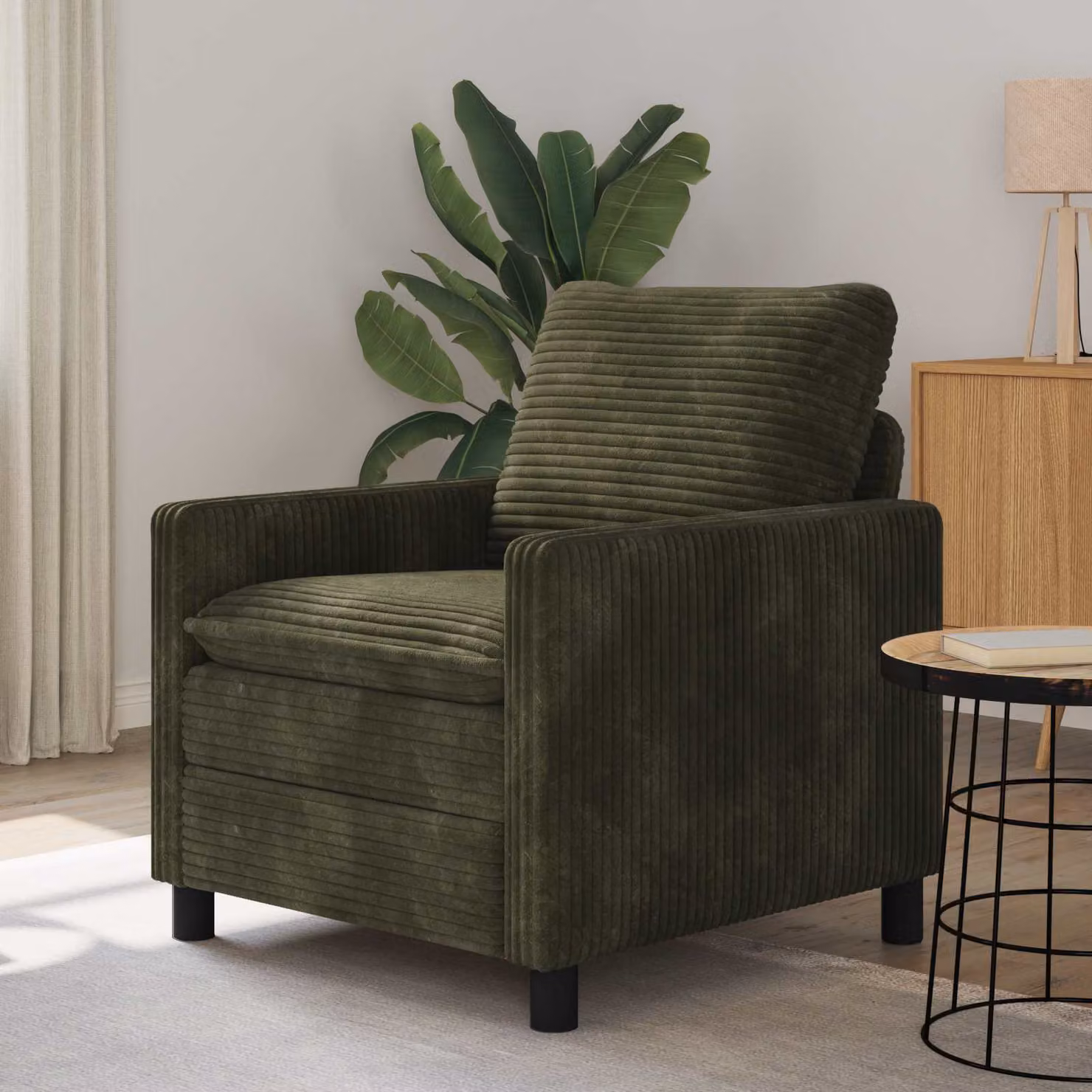 Divano moderno vidaXL verde con motivo a righe in poliestere L: 76 cm, P: 81 cm, H: 87,5 cm