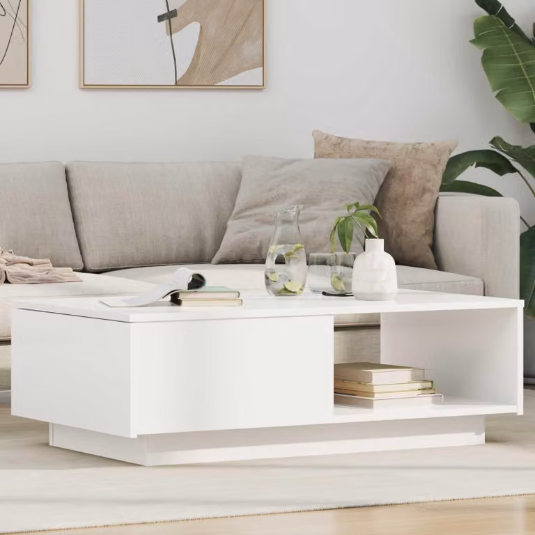 Maison Exclusive - Tavolino bianco, dimensioni 95 x 55 x 31 cm, realizzato in materiale composito di legno